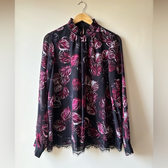 KARL LAGERFELD | Long sleeve mock neck blouse | M - Picture 1 of 9